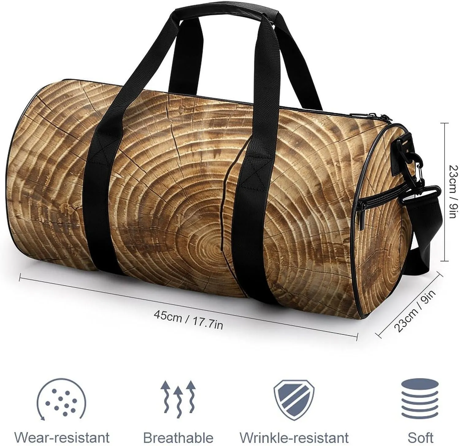 Duffel Bag for Men Women Gym Bag Wood Grain Texture Travel Duffel Bag Waterproof Overnight Bag for Sports Workout