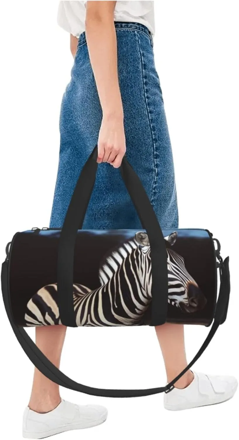 Duffel Bag for Men Women Small Gym Bag Animal Zebra Travel Duffel Bag Waterproof Overnight Bag for Sports Workout