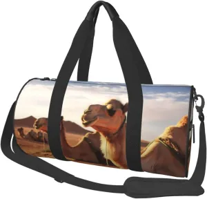 Duffel Bag for Men Women Small Gym Bag Camels Rest Desert Travel Duffel Bag Waterproof Overnight Bag for Sports Workout