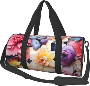 Duffel Bag for Men Women Small Gym Bag Colorful Florals Travel Duffel Bag Waterproof Overnight Bag for Sports Workout