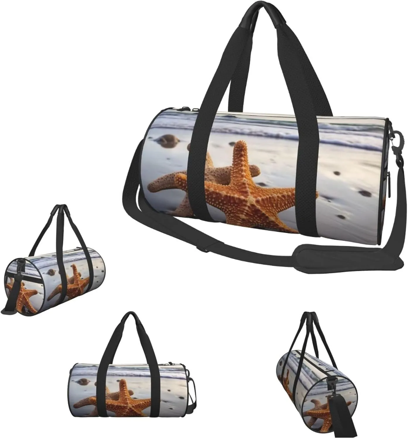 Duffel Bag for Men Women Small Gym Bag Starfish on the beach Travel Duffel Bag Waterproof Overnight Bag for Sports Workout