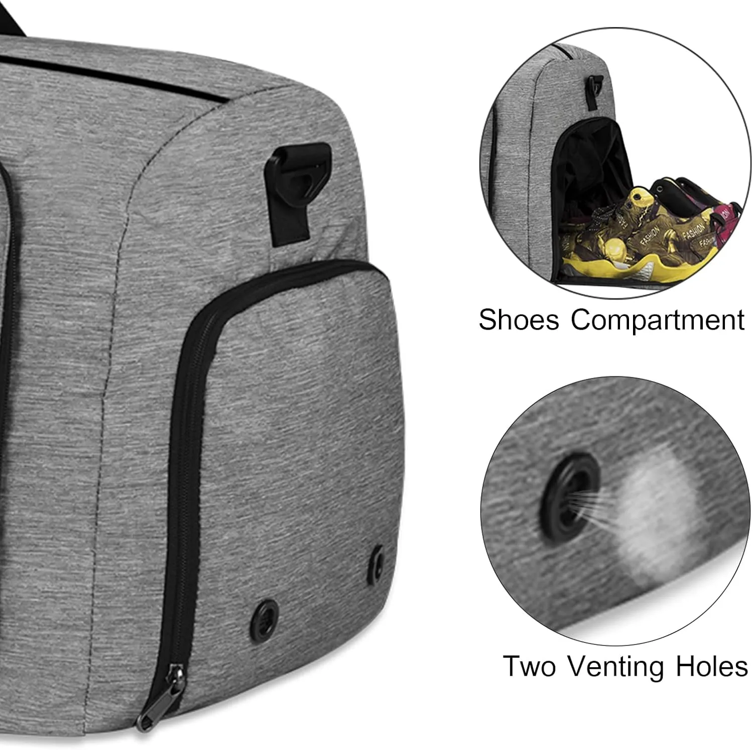 Duffel Bags for Traveling 100L Foldable Gym Overnight Weekender Bag for Men Women Waterproof Carry on Sports Bag with Shoes Compartment, GREY