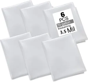 Dust collector bags 6pcs one-sided total 3.5mil 19.5" diameter (31" width x 38" length) for Harbor Freight Central Machinery 70 gallon dust collector