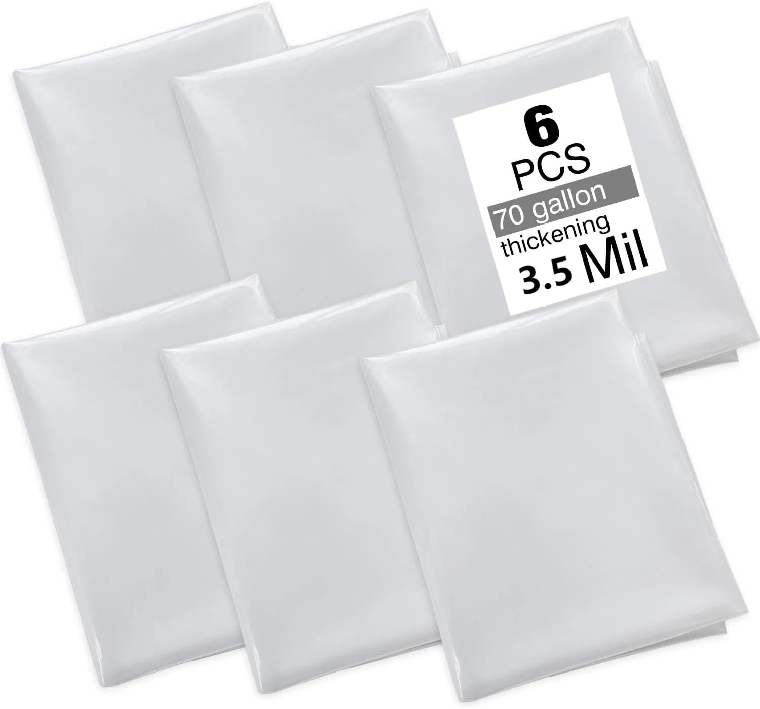 Dust collector bags 6pcs one-sided total 3.5mil 19.5" diameter (31" width x 38" length) for Harbor Freight Central Machinery 70 gallon dust collector