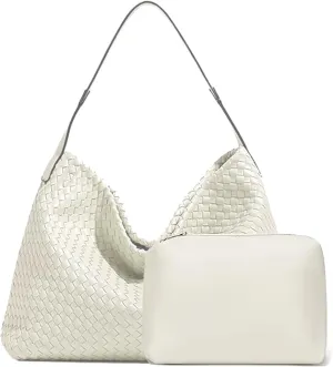 Dyalsa Woven Tote Bag for Women - Vegan Leather Large Messenger Retro Handmade Travel Shoulder Bag