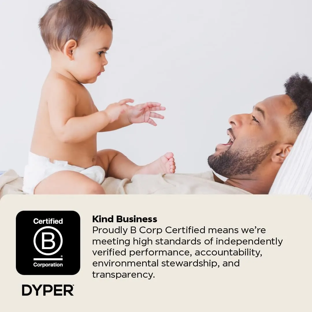 DYPER - Baby Diapers Hypoallergenic Cloth Alternative Day & Overnight Protection - Made with Plant-Based* & Honest Ingredients - Size 3 (28 Count)