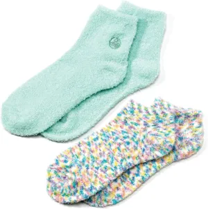Earth Therapeutics Aloe Vera Socks – Infused w/Aloe Vera & Vitamin E – Helps Dry Feet, Calluses, Dead Skin – Use w/Lotion – Green/Confetti – 2 Pairs