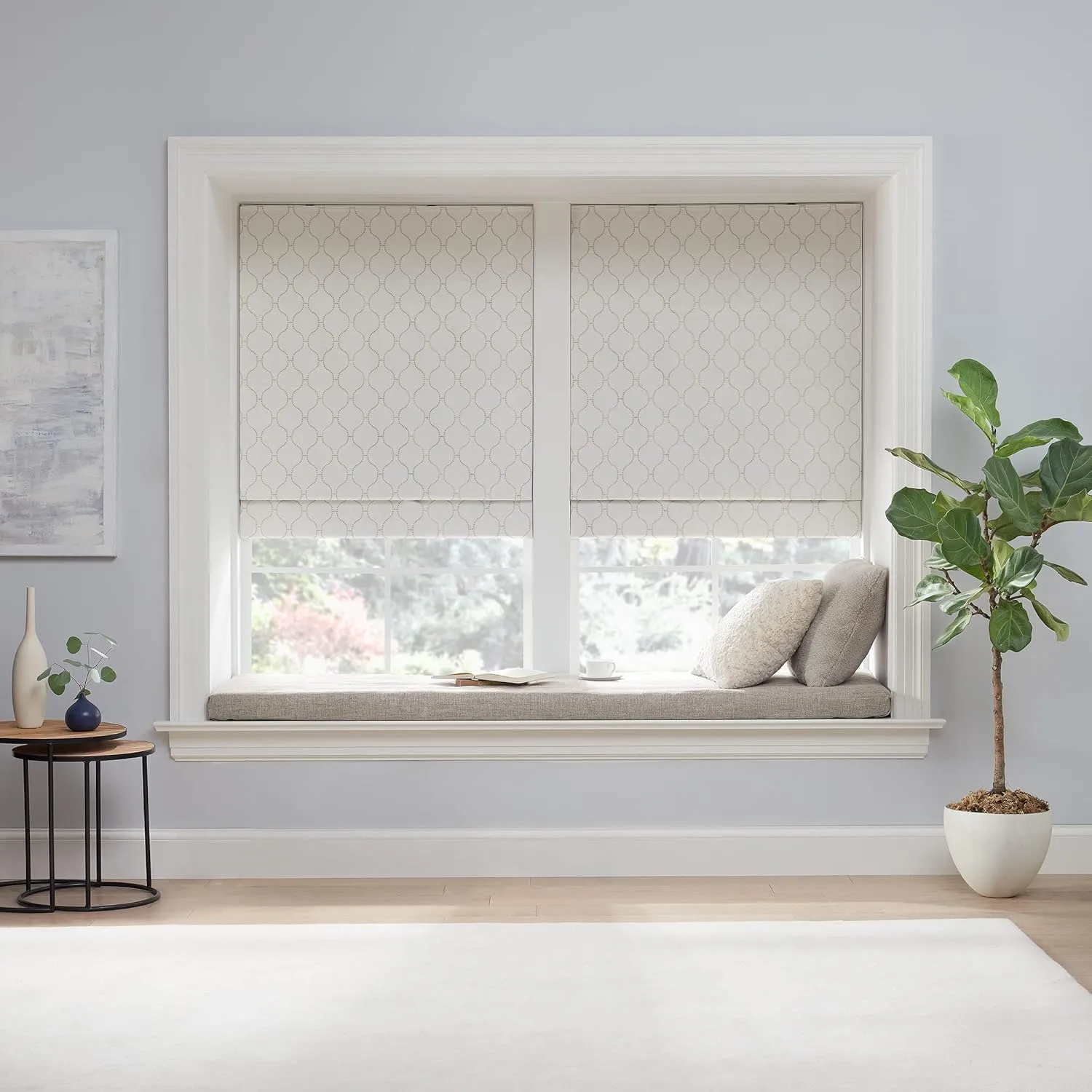 ECLIPSE Darien Insulating Blackout Cordless Lined Window Roman Shade for Living Room, 36 in x 64 in, Linen