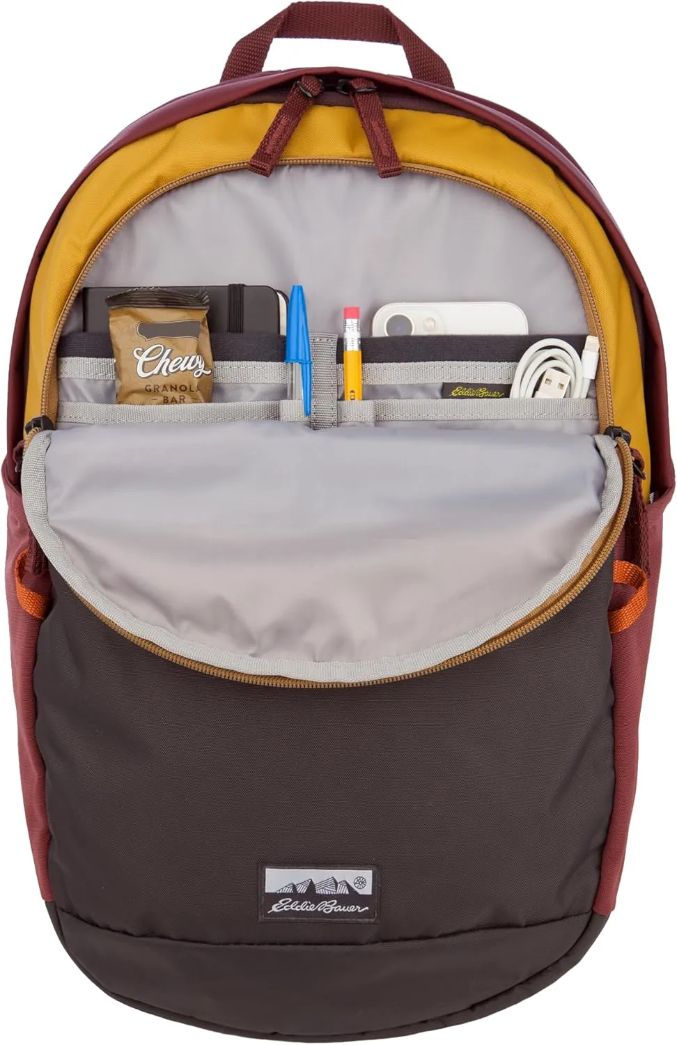 Eddie Bauer Venture Backpack with Organization Compartments and Hydration/Laptop Compatible Sleeve, Redwood/Antique Gold, 20L