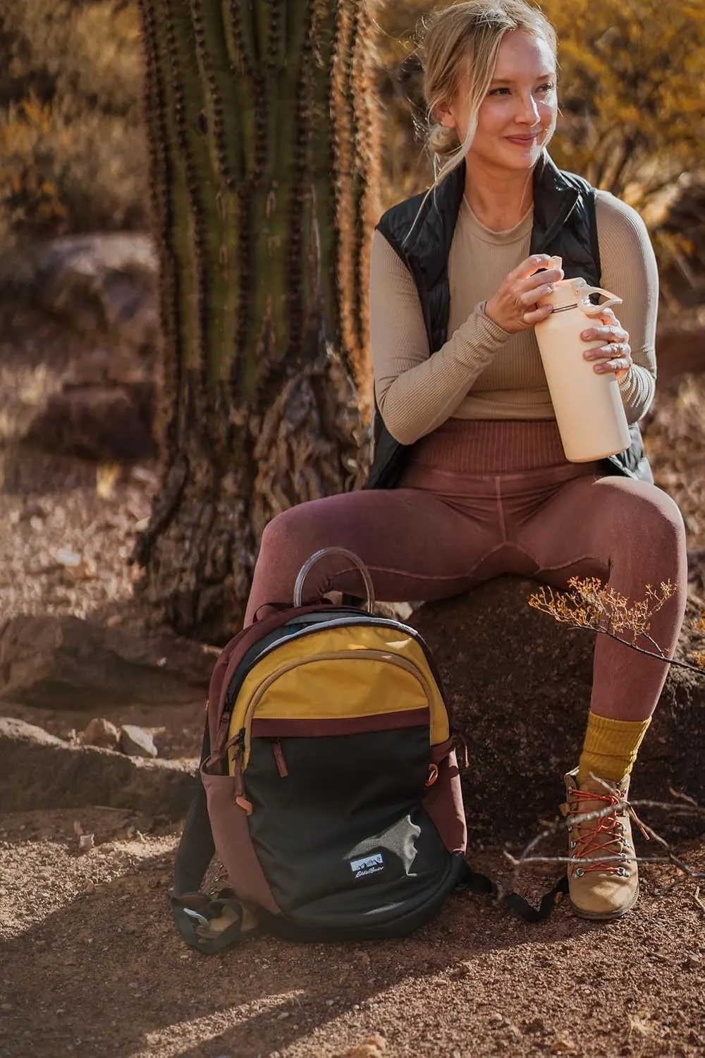 Eddie Bauer Venture Backpack with Organization Compartments and Hydration/Laptop Compatible Sleeve, Redwood/Antique Gold, 20L