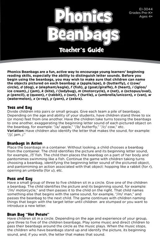 Educational Insights Exceptional Phonics Bean Bags (discontinued)