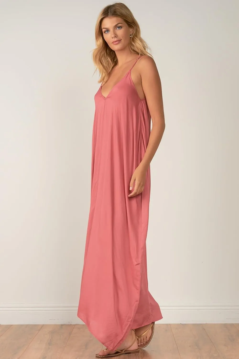 Elan Womens Double V Sheer Maxi Dress