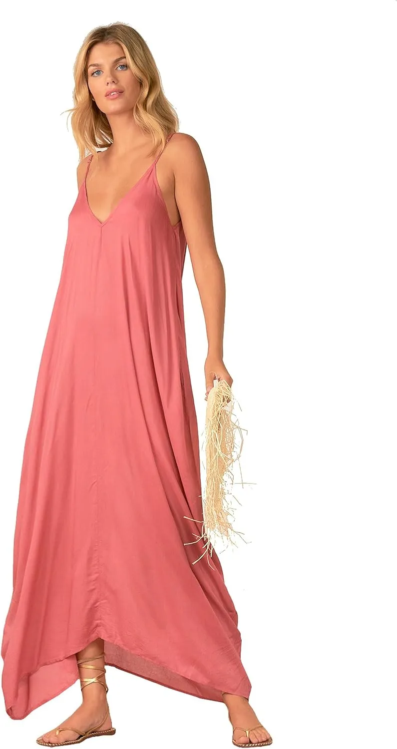 Elan Womens Double V Sheer Maxi Dress