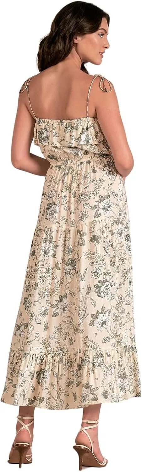 ELAN Women's Tie Strap Ruffled Maxi Dress