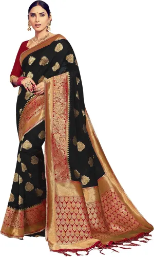Elina fashion Sarees For Women Banarasi Art Silk Woven Saree l Indian Ethnic Wedding Gift Sari with Unstitched Blouse