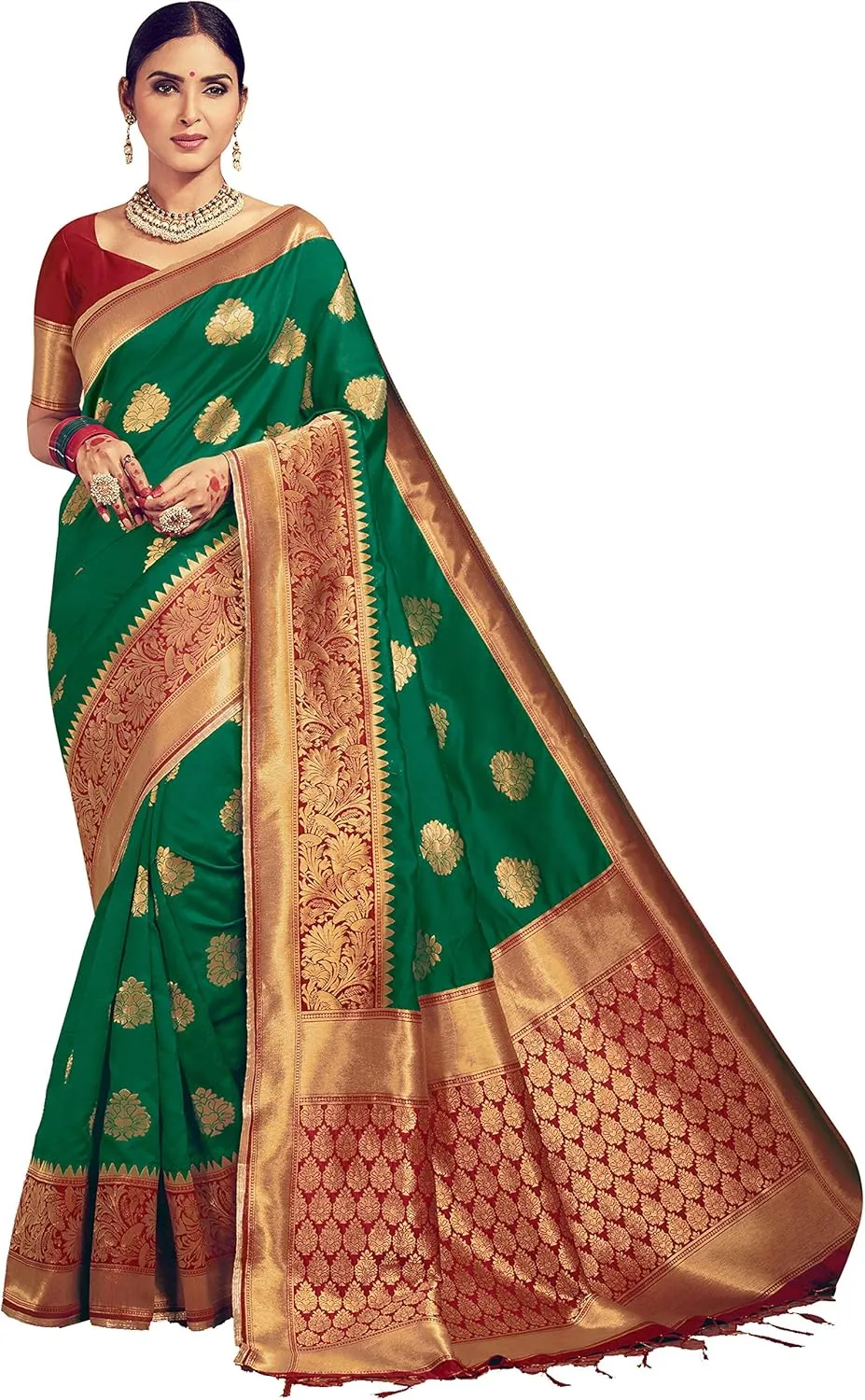 Elina fashion Sarees For Women Banarasi Art Silk Woven Saree l Indian Ethnic Wedding Gift Sari with Unstitched Blouse