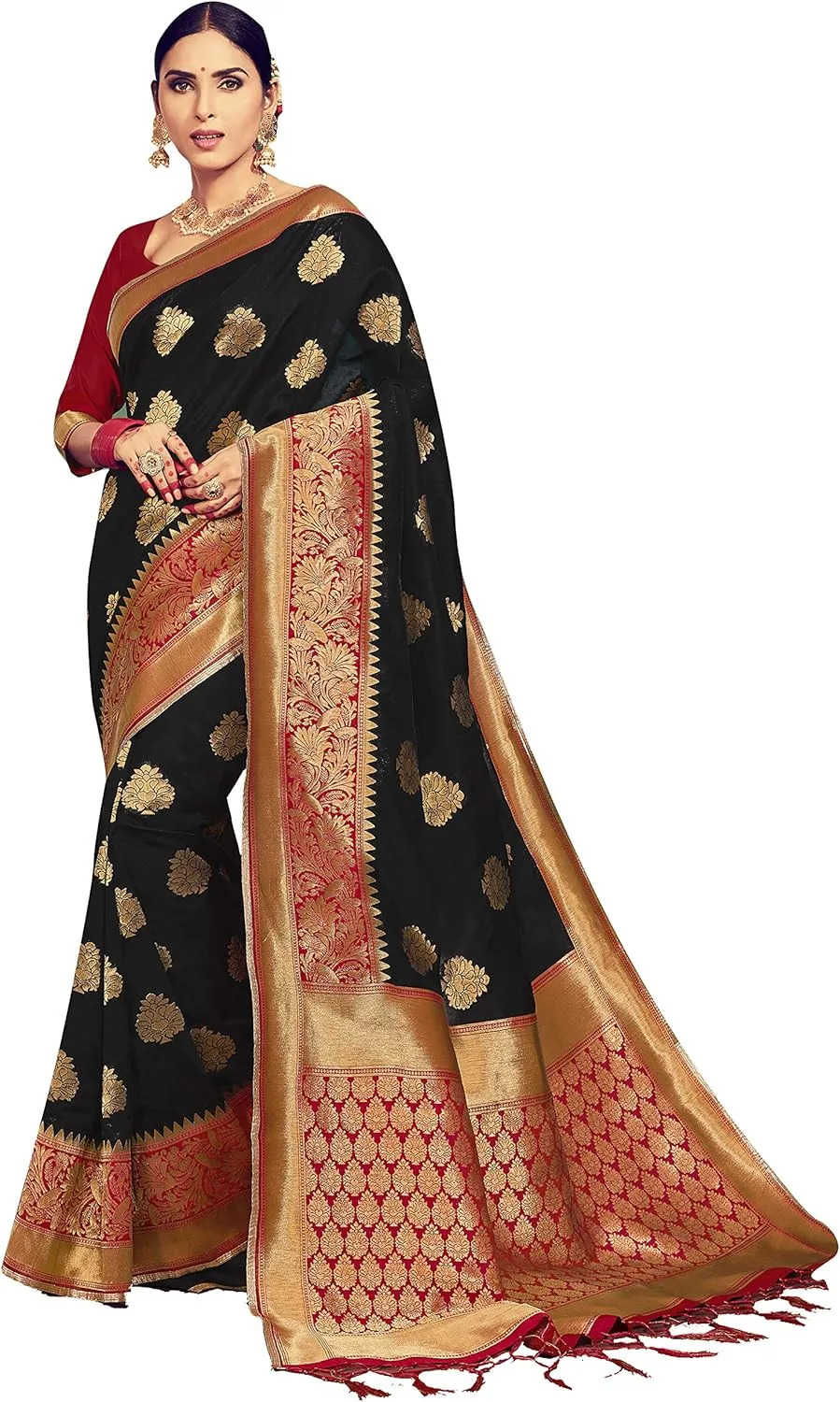Elina fashion Sarees For Women Banarasi Art Silk Woven Saree l Indian Ethnic Wedding Gift Sari with Unstitched Blouse