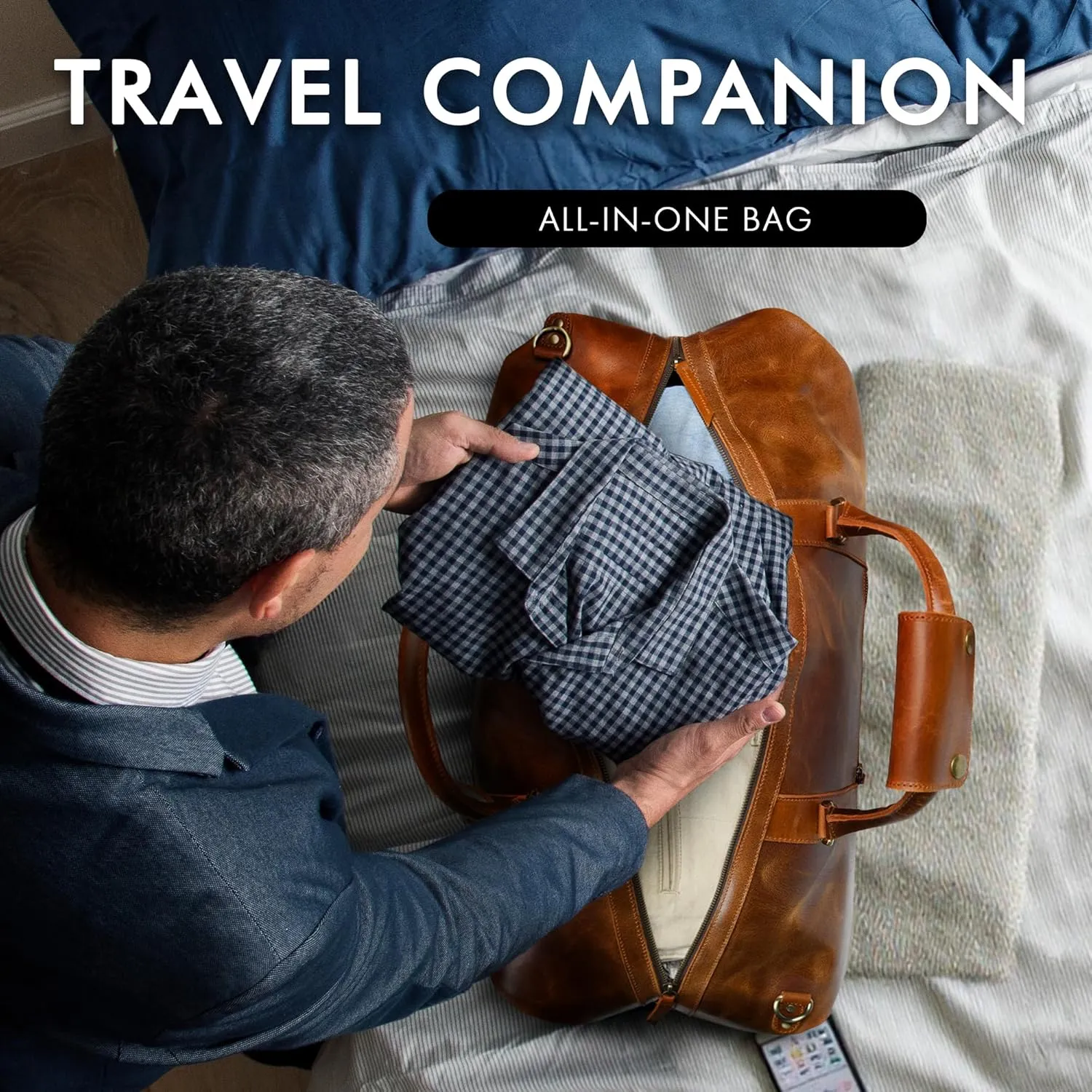 ELIZO Large Leather Duffle Bag For Men Women Big REAL FULL GRAIN Travel Overnight Weekender Carry On Luggage Sports Gym Bags (Antique 24 Inch) Heritage
