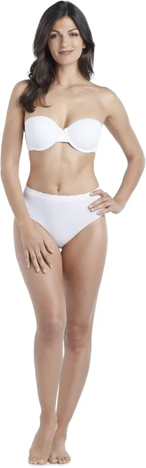 ELLEN TRACY Company Women's Microfiber Satin Underwire Strapless Bra with Adjustable Convertible Straps - White, 34B