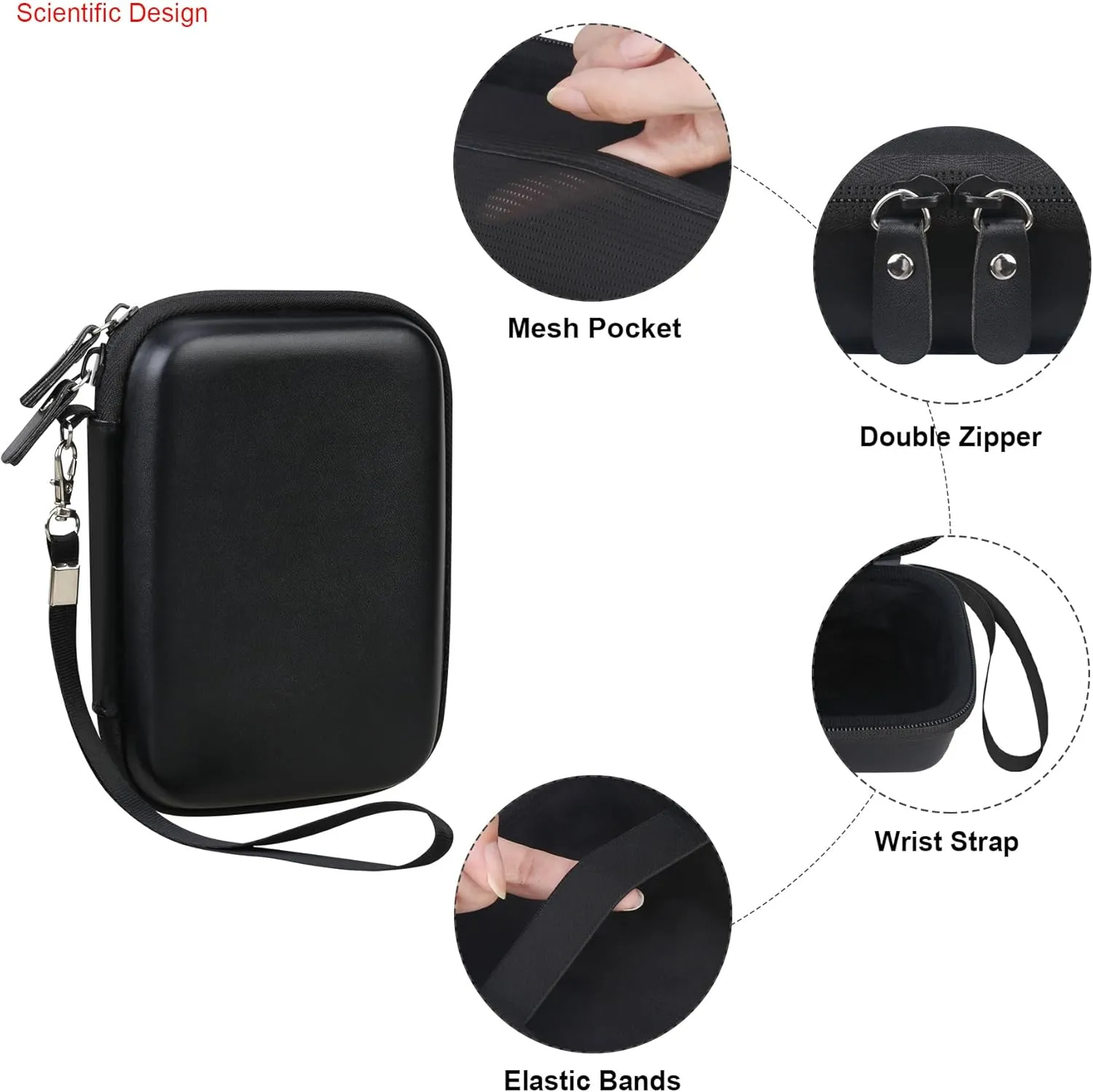 Elonbo Carrying Case for iDPRT Mini Printer, Label Maker Machine Travel Bag, Portable Sticker Thermal Label Printer Storage Holder, Mesh Pocket Fits Printer Paper Label Tape, Black