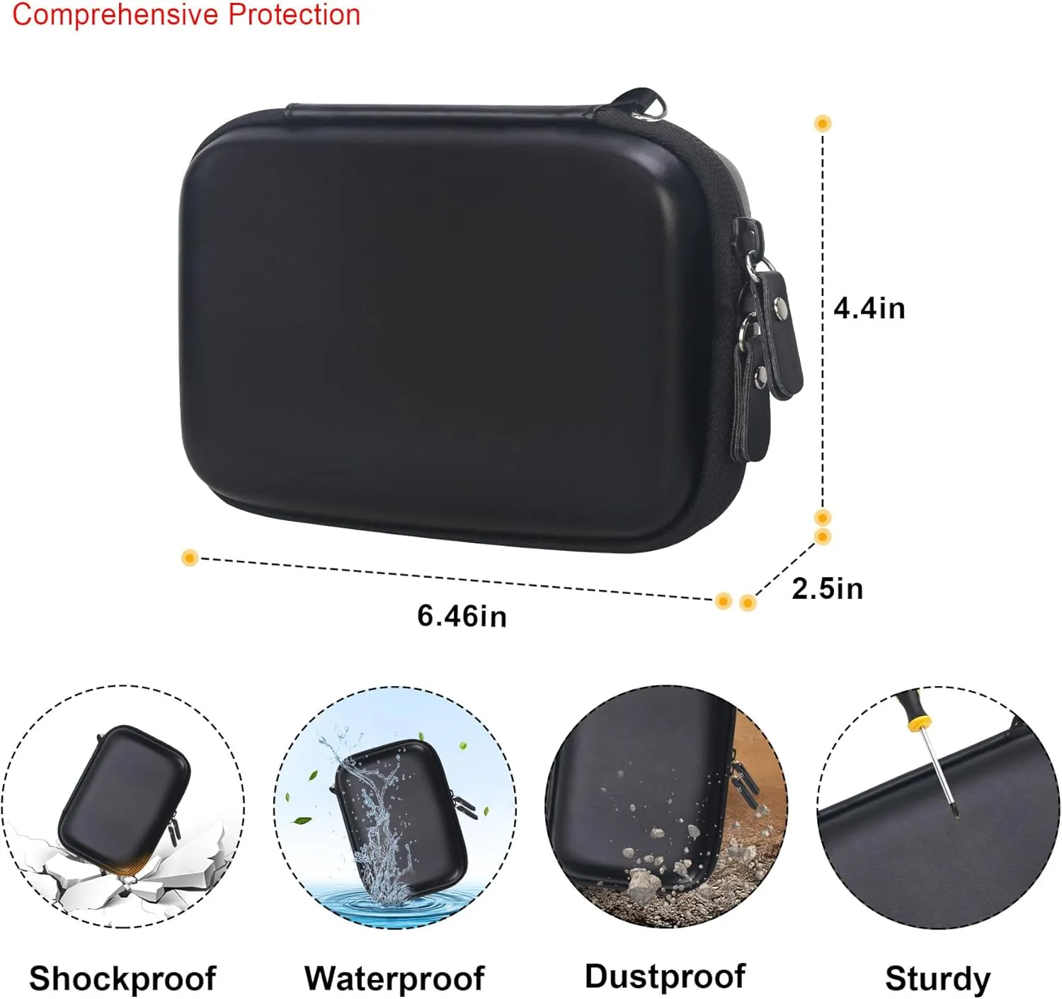 Elonbo Carrying Case for iDPRT Mini Printer, Label Maker Machine Travel Bag, Portable Sticker Thermal Label Printer Storage Holder, Mesh Pocket Fits Printer Paper Label Tape, Black