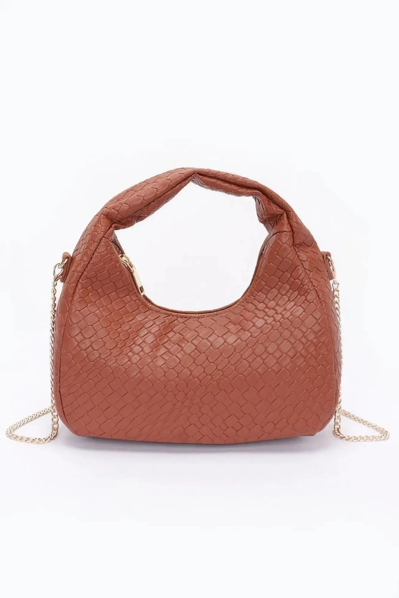 Embossed Faux Leather Hobo Bag