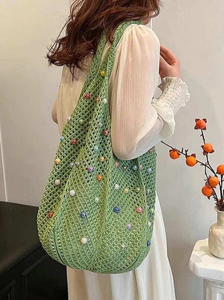 Epsion 2025 Woven Tote Bag for Women Summer Handbag Chic Hobo Handle Purse Shoulder Bag Beach Travel