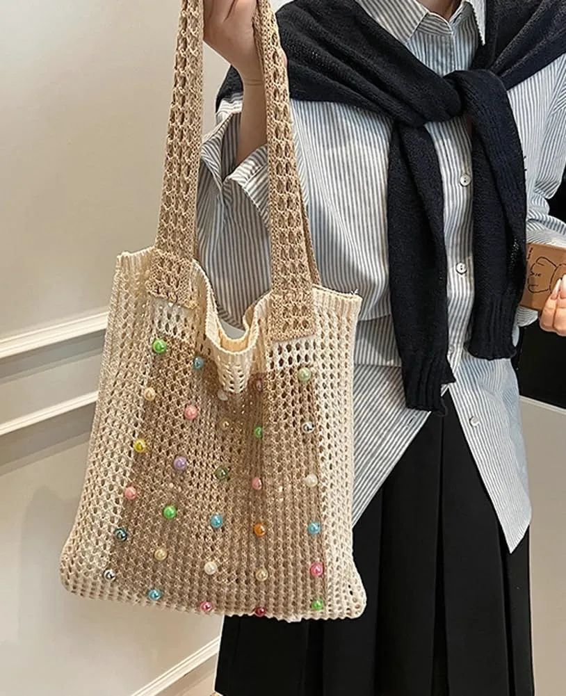 Epsion 2025 Woven Tote Bag for Women Summer Handbag Chic Hobo Handle Purse Shoulder Bag Beach Travel