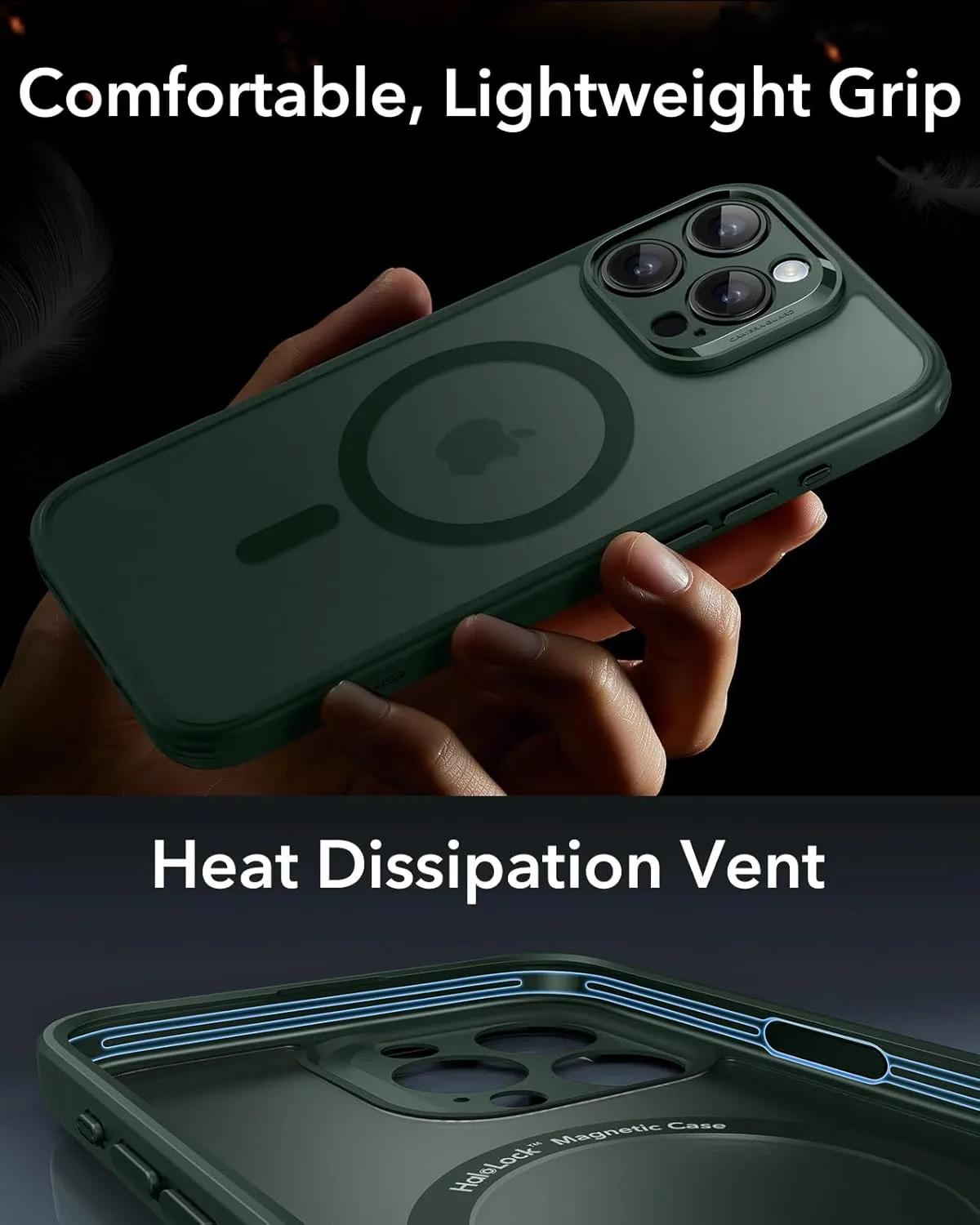 ESR for iPhone 16 Pro Case, Translucent Matte Case, Compatible with MagSafe, Military-Grade Protection, Classic Series,Frosted Green