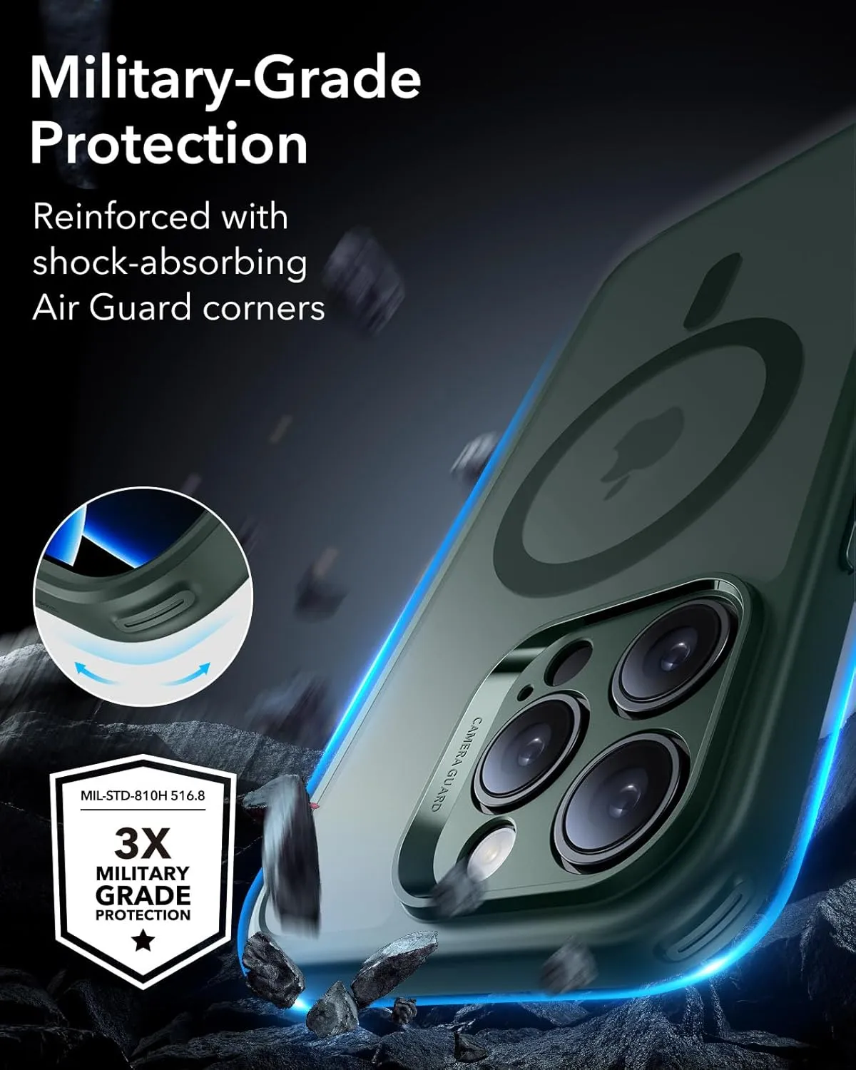 ESR for iPhone 16 Pro Case, Translucent Matte Case, Compatible with MagSafe, Military-Grade Protection, Classic Series,Frosted Green