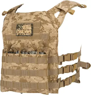 Evike Airsoft - Matrix Level-1 Tactical Vest with Integrated Mag Pouches (Color: Desert Digital)