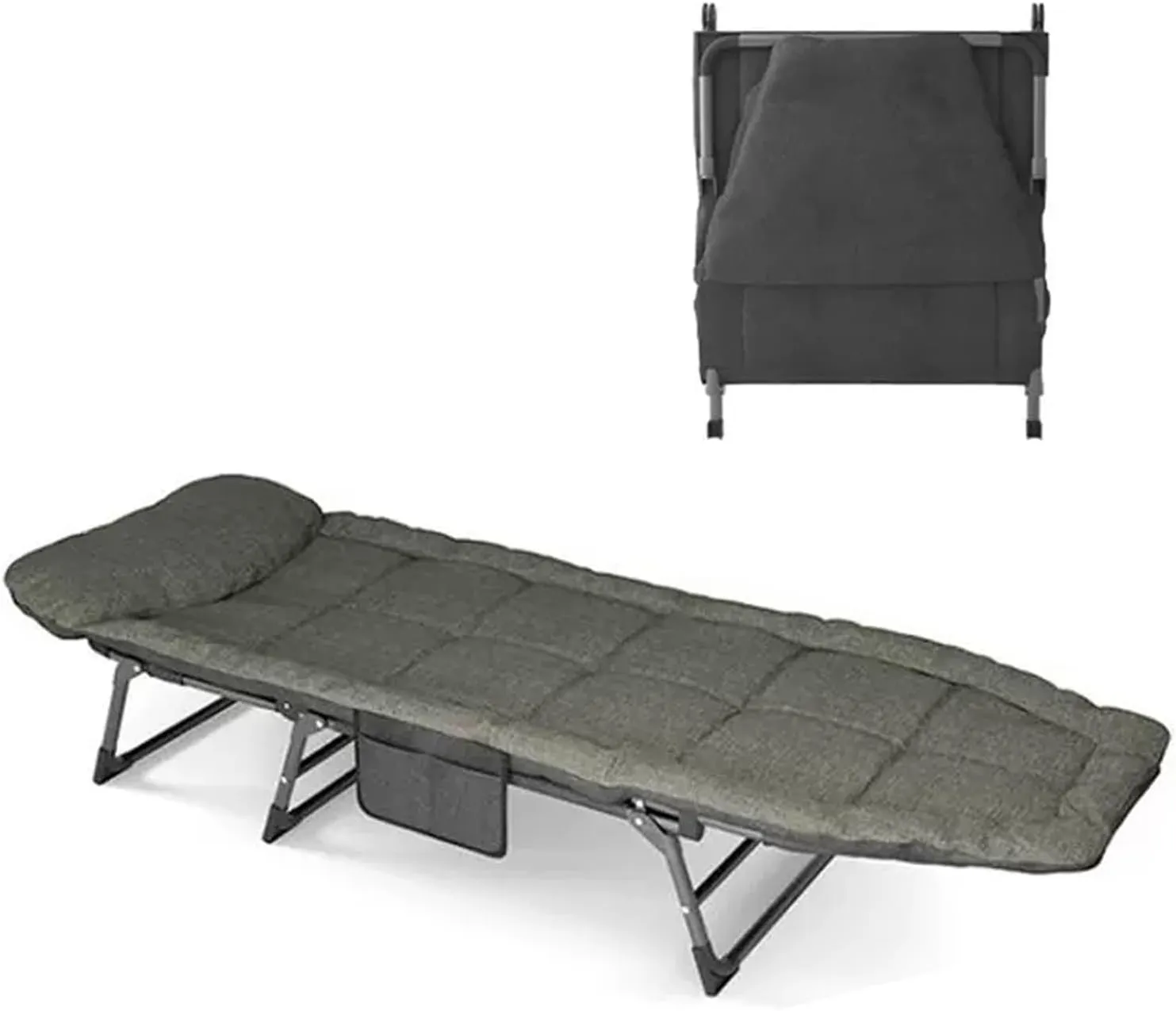 Extra Long Queen Size Sleeping Cots for Adults 5-Position Backrest Adjustment, Ultralight Folding Tent Camping Cot 600D Oxford Cloth, max Loading of 551lbs