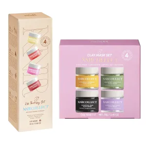 Face and Lip Skincare Set with Clay Mask Set(4 Pack) and 1 Lip Care Kit(4 Lip Mask)