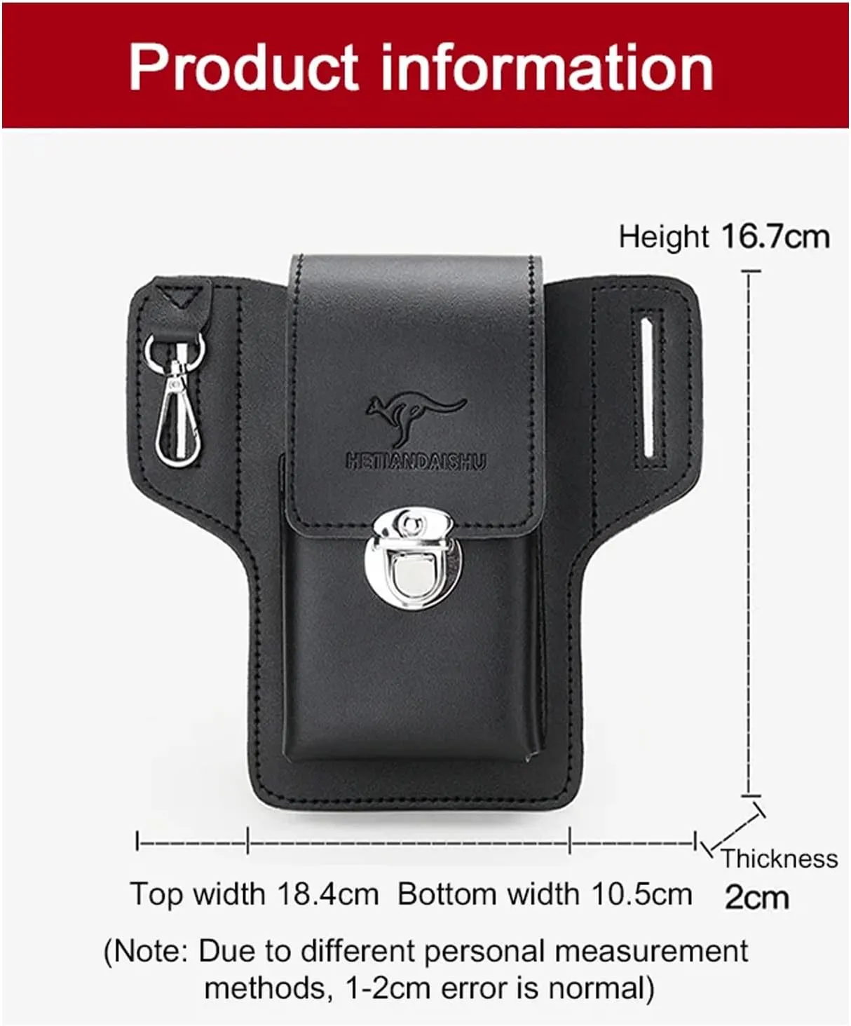 Fanny Pack for Men PU Leather Hiking Waist Bag Multifunction Waist Pouch Slim Belt Bag Chest Bag Fit (1 PC, Black)