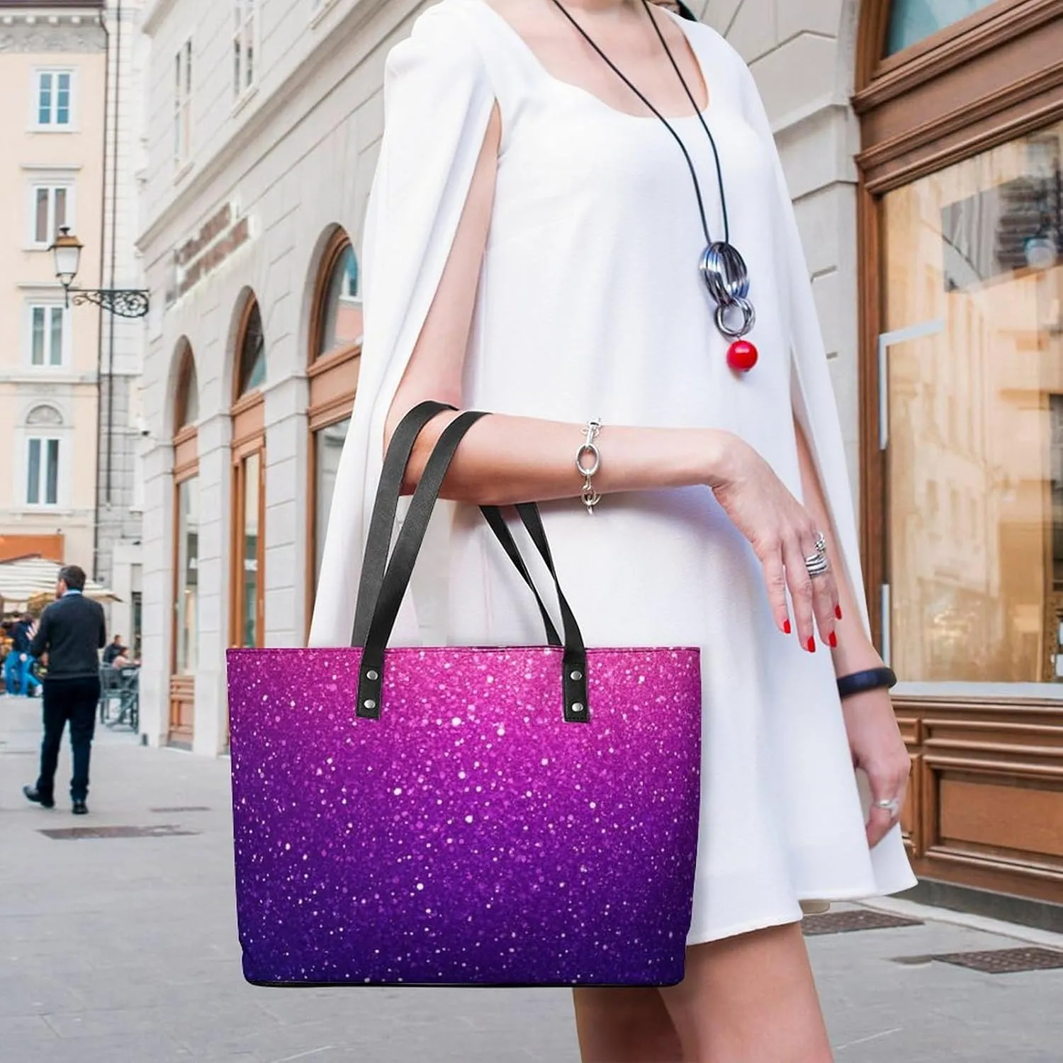 Fashion Leather Tote Bag Travel Work Daily Essentials Handbag Unisex Handbag