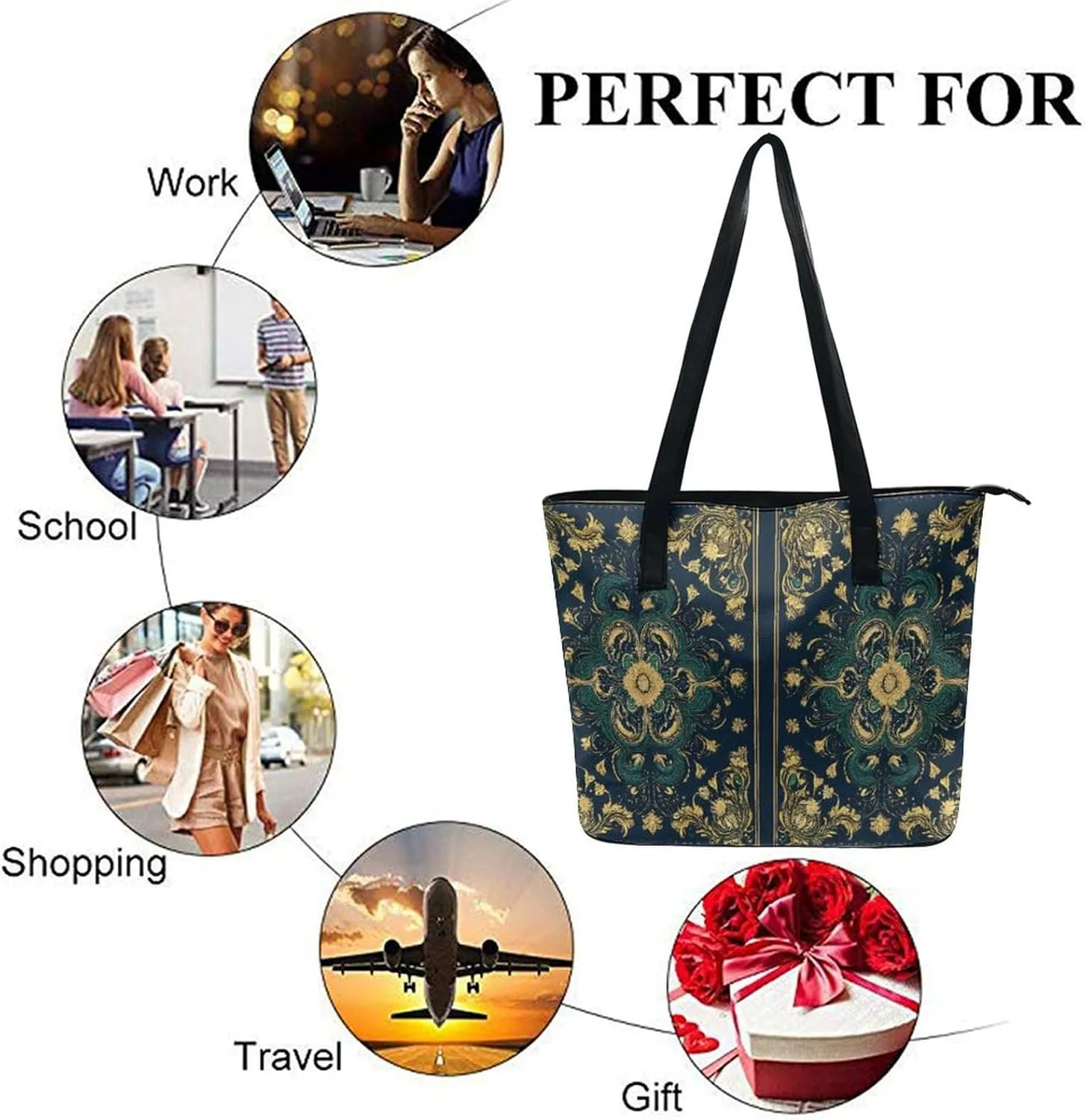 Fashion Leather Tote Bag Travel Work Daily Essentials Handbag Unisex Handbag