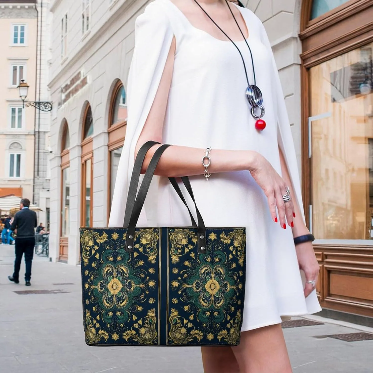 Fashion Leather Tote Bag Travel Work Daily Essentials Handbag Unisex Handbag