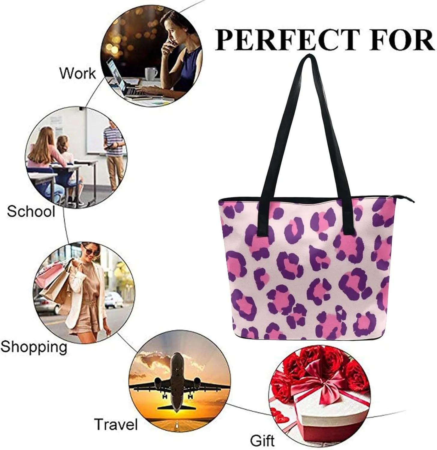 Fashion Leather Tote Bag Travel Work Daily Essentials Handbag Unisex Handbag