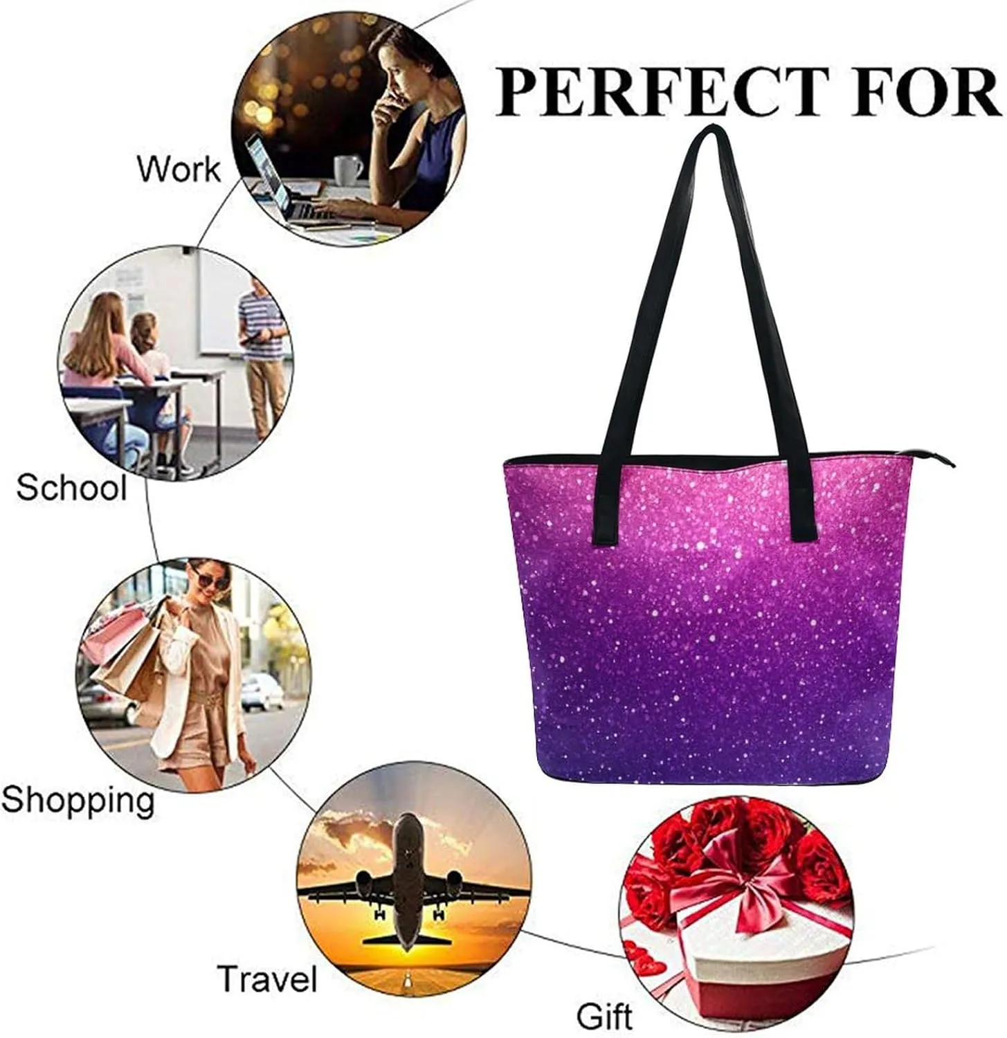 Fashion Leather Tote Bag Travel Work Daily Essentials Handbag Unisex Handbag