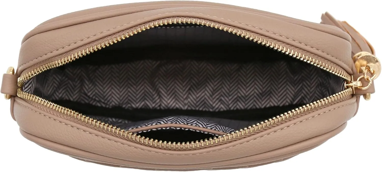 FashionPuzzle Chevron Quilted Crossbody Camera Bag with Chain Strap and Tassel