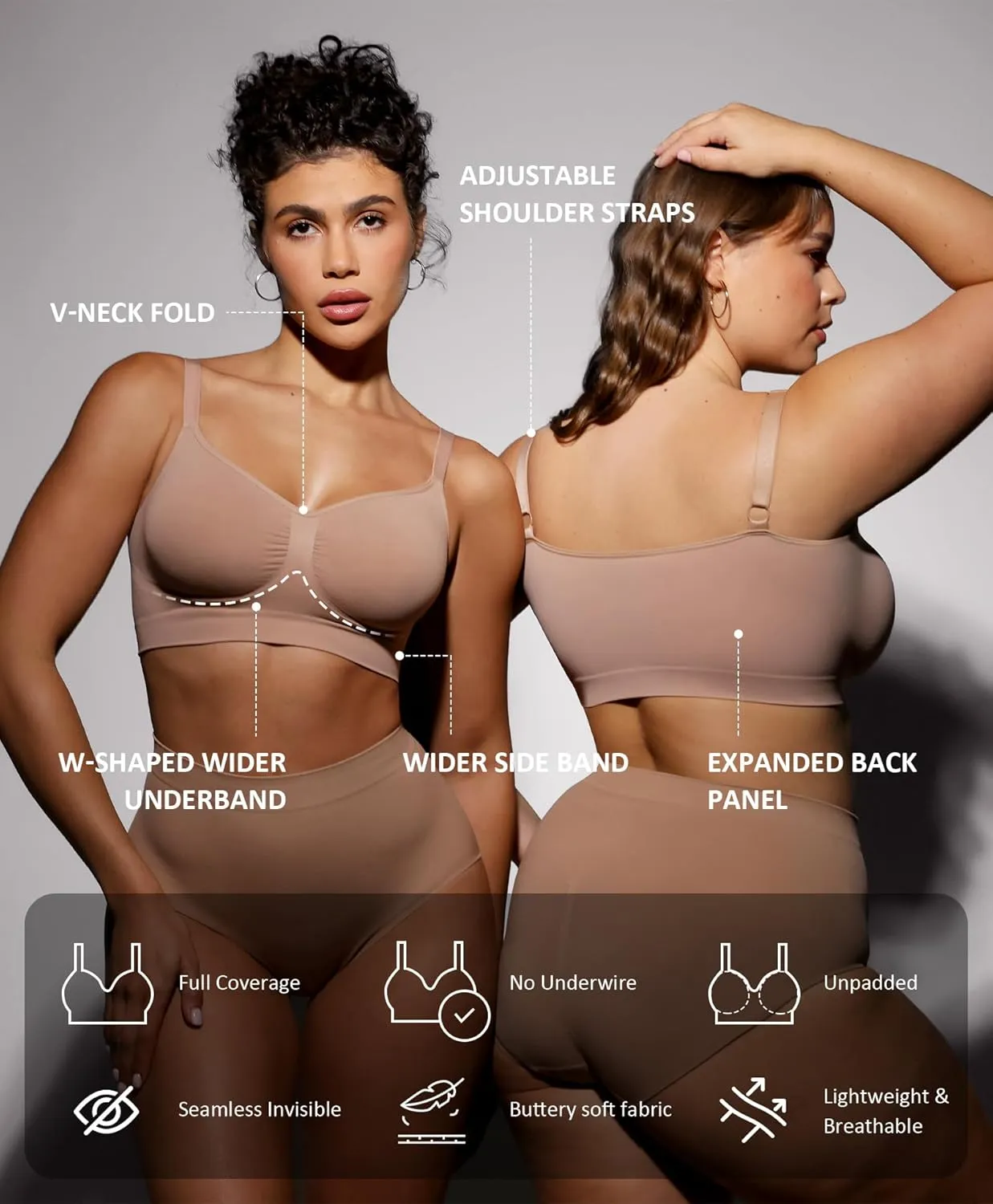 FeelinGirl Bralettes for Women with Support Comfortable Bras No Underwire Seamless Everyday Bras