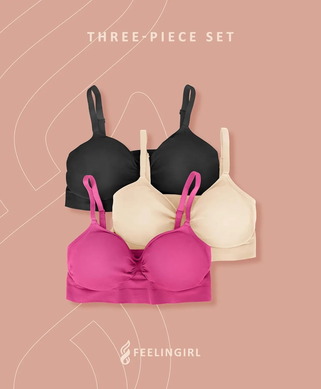 FeelinGirl Bralettes for Women with Support Comfortable Bras No Underwire Seamless Everyday Bras