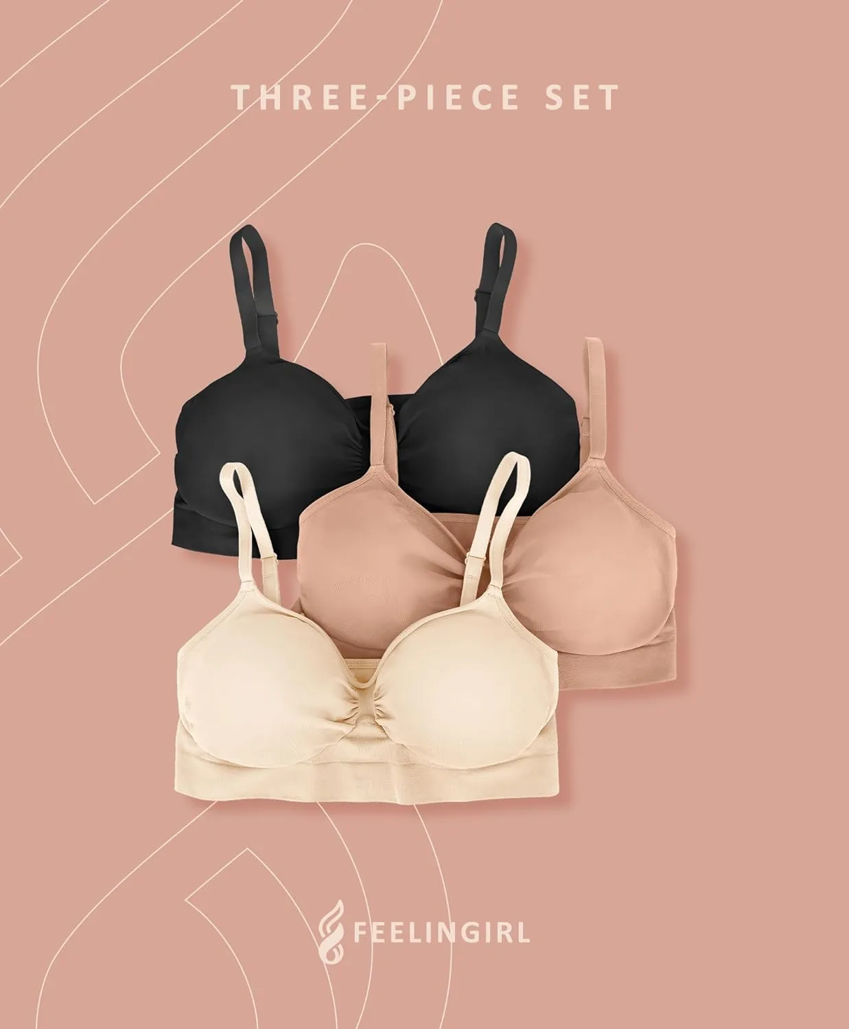 FeelinGirl Bralettes for Women with Support Comfortable Bras No Underwire Seamless Everyday Bras