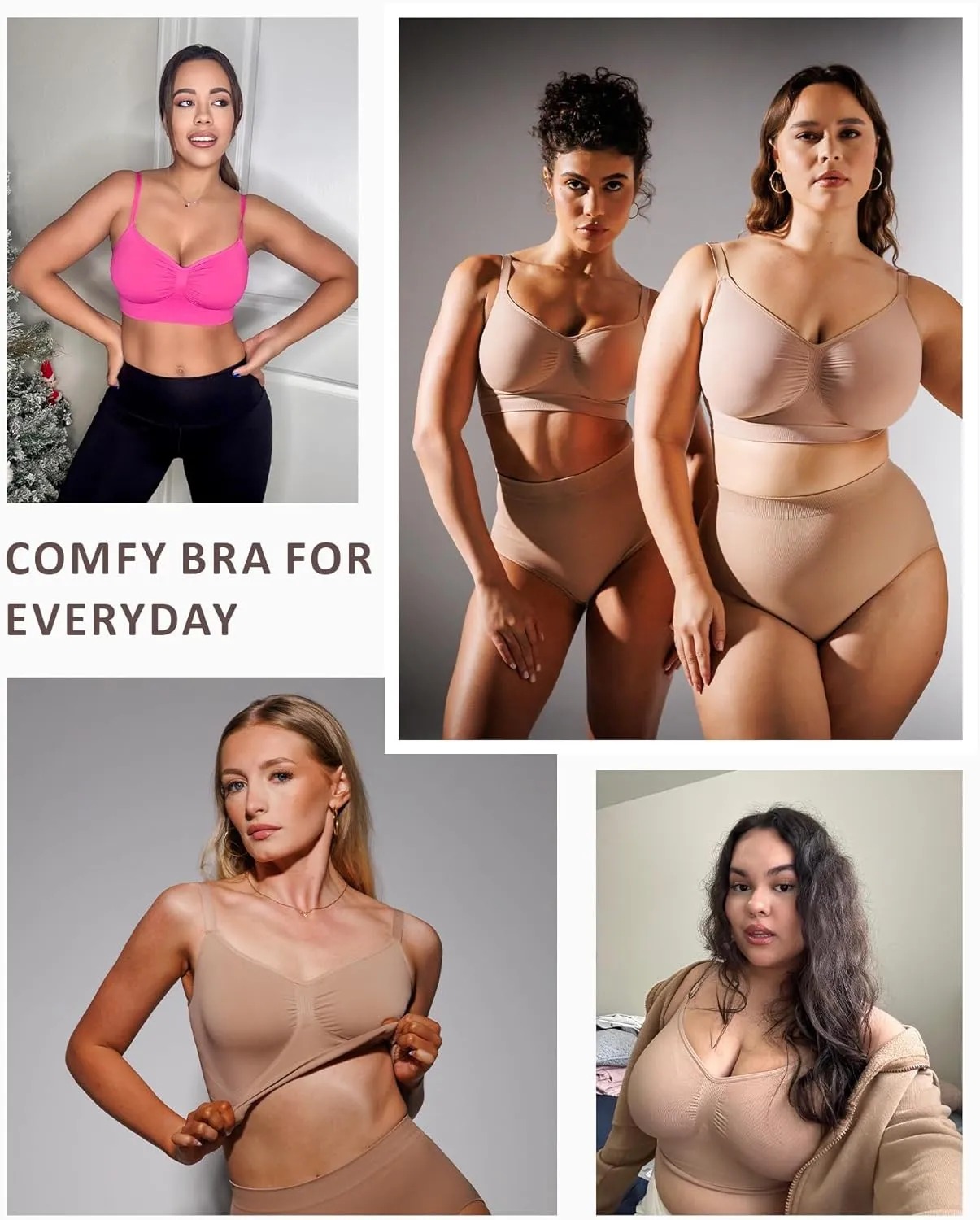 FeelinGirl Bralettes for Women with Support Comfortable Bras No Underwire Seamless Everyday Bras