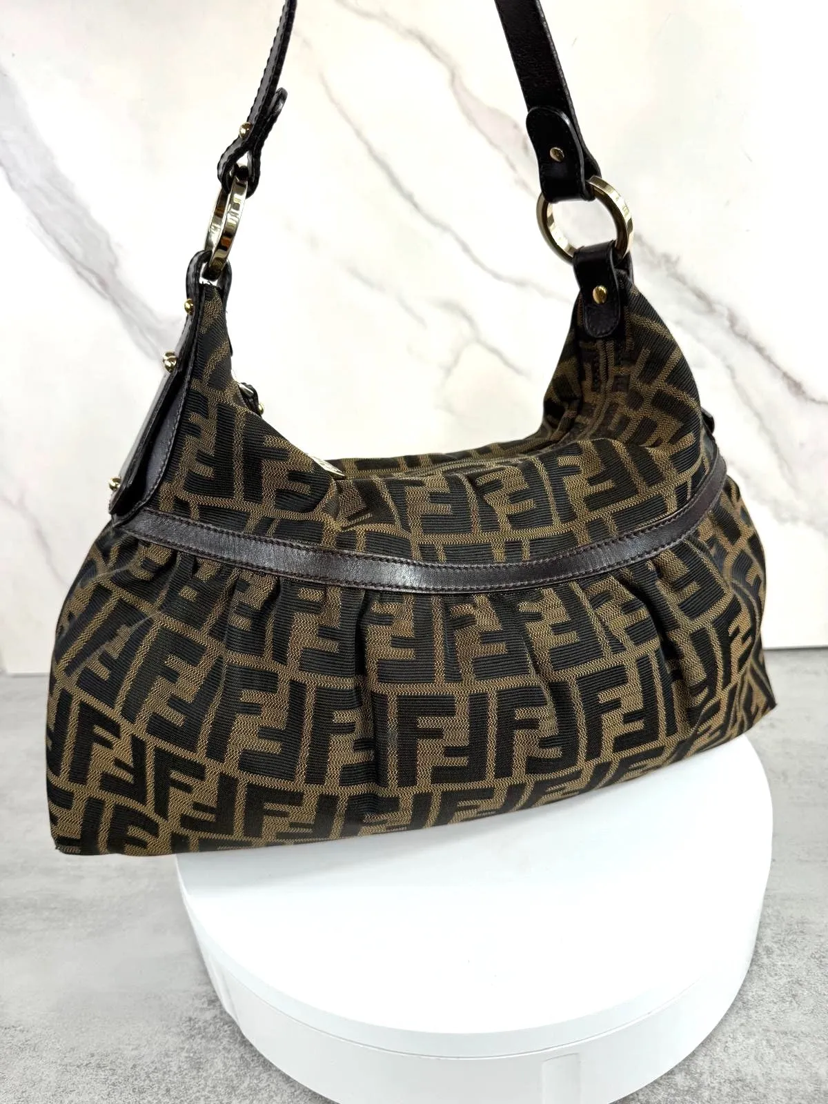 FENDI ZUCCA CUOIO LUCIDO CHEF HOBO BAG