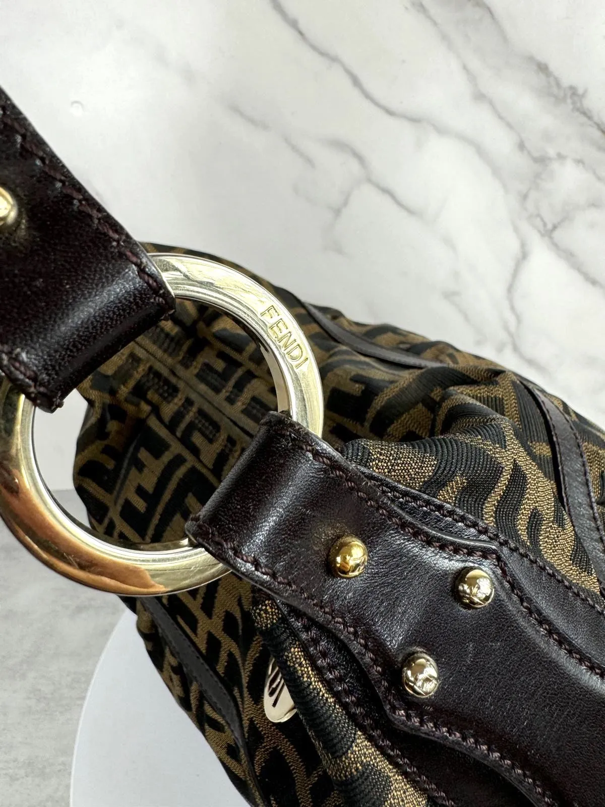FENDI ZUCCA CUOIO LUCIDO CHEF HOBO BAG