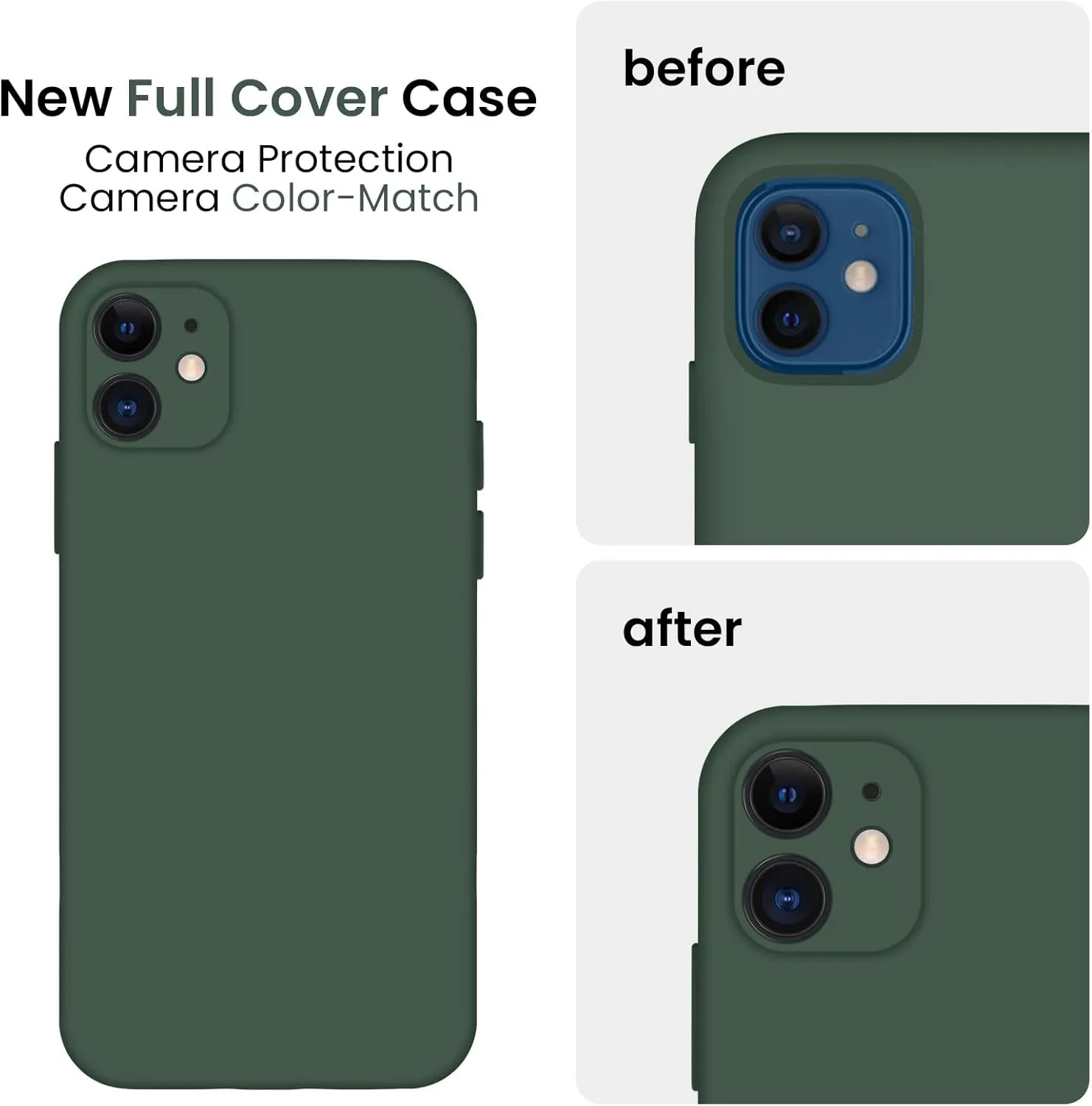 FireNova Designed for iPhone 11 Case, [Straight Edge] Upgraded [Camera Protecion] Silicone Phone Case with Soft Anti-Scratch Microfiber Lining, 6.1 inch, Alpine Green