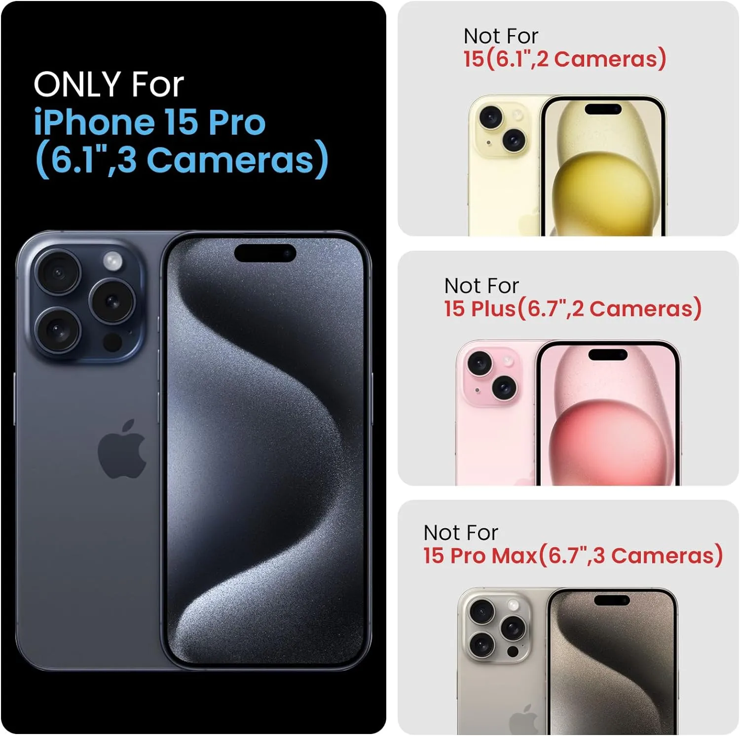 FireNova Designed for iPhone 15 Pro Case, Silicone Upgraded [Camera Protection] Phone Case with [2 Screen Protectors], Soft Anti-Scratch Microfiber Lining Inside, 6.1 inch, Clove Purple
