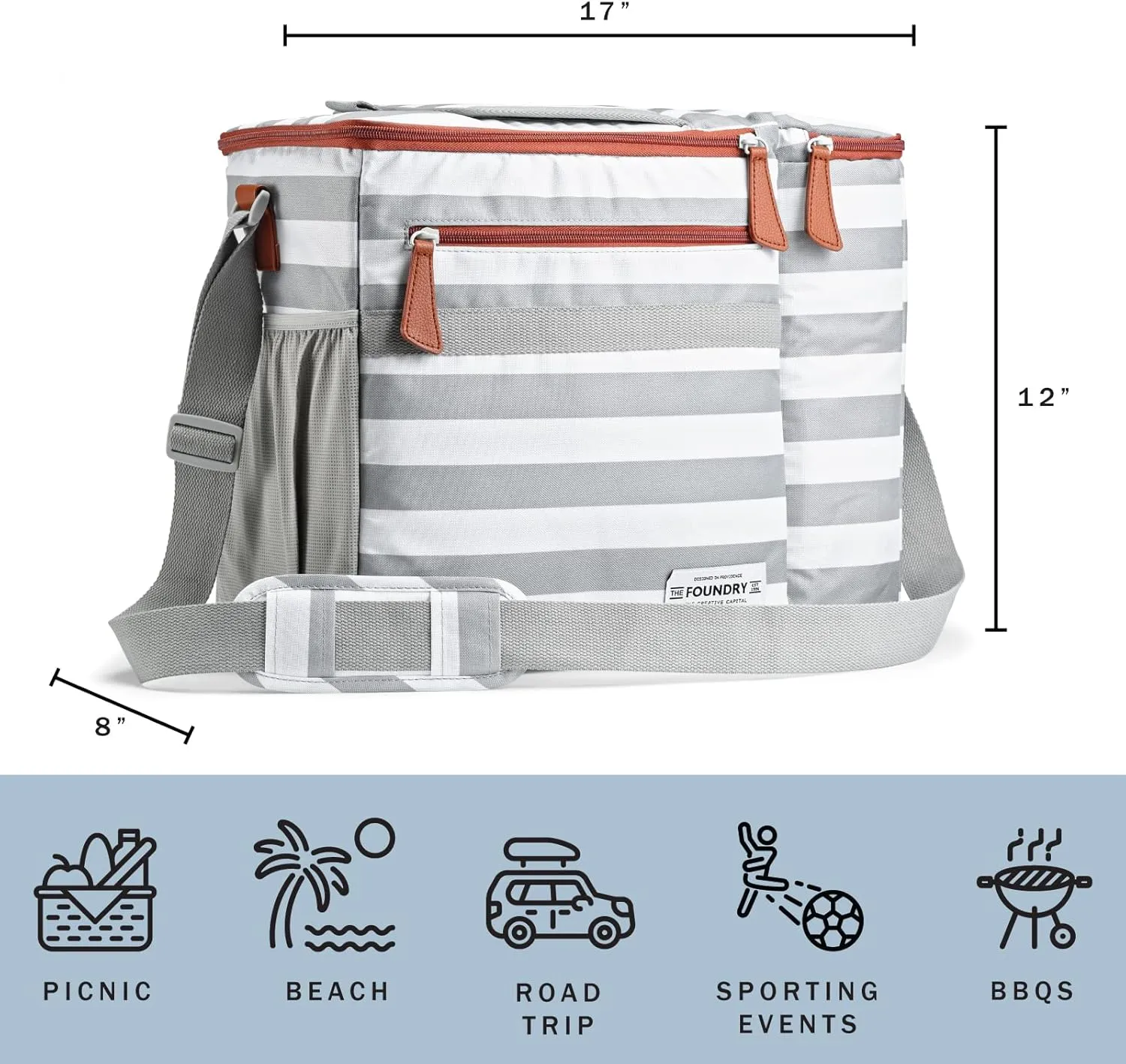 Fit & Fresh Soft Cooler Bag Insulated Waterproof Wine Carrier Bag, 24 Can Large Soft Sided Cooler Bag for Men and Women, 2 Bottle Wine Holder Tote Bag for Travel, Beach Cooler Bag