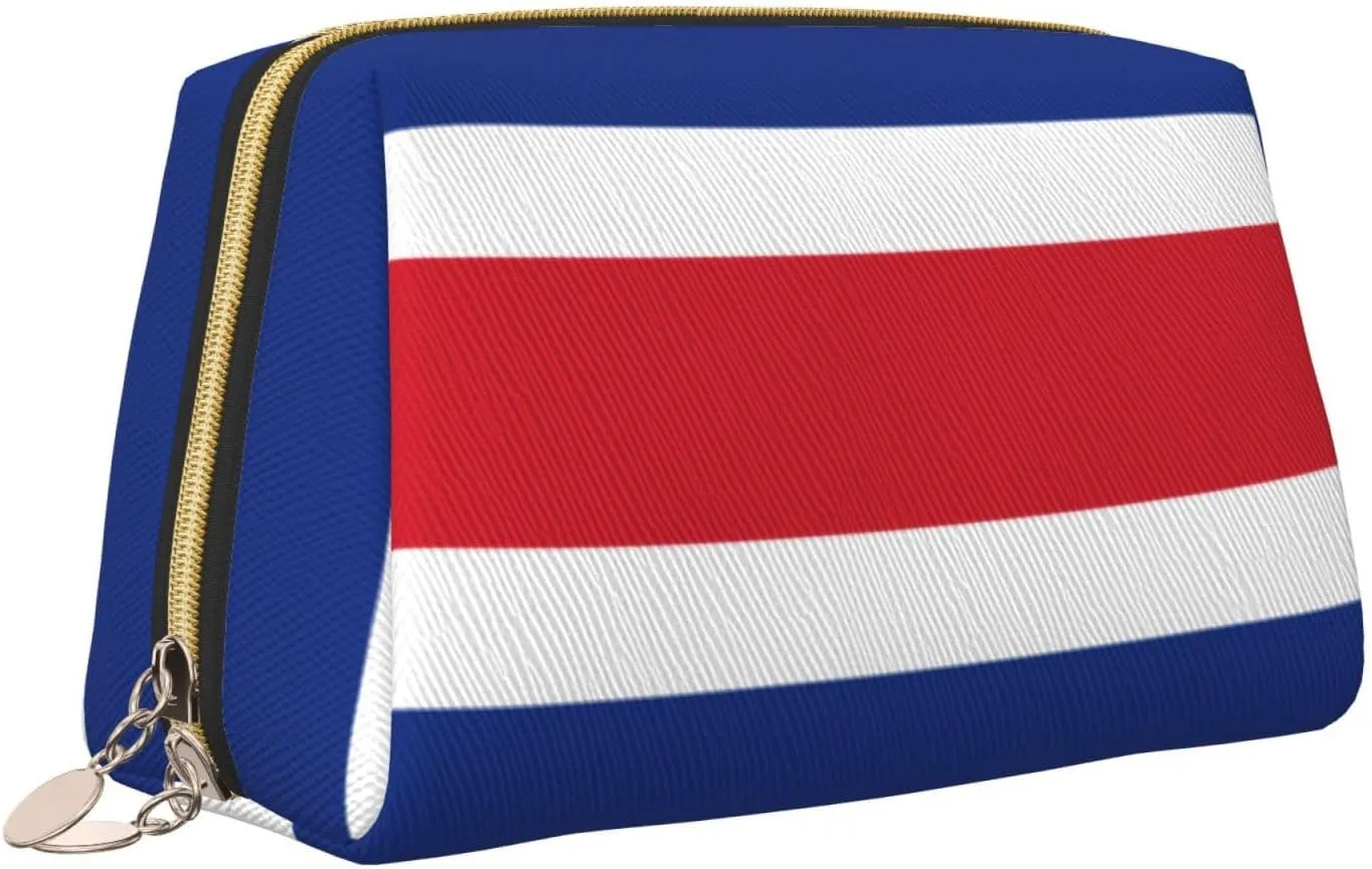 Flag Of Costa Ricamakeup Bag Organizer,Toiletry Cosmetic Bag,Zipper Pouch Brushes Storage Case(Large)